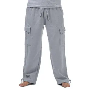 Men's Heavyweight Cargo Sweatpants Cargo Pants 6 Pockets Casual Fleece Pants Hip-Hop Harlan Style Loose Elastic Waistband Tall Comfortable Simple Style short Fashion Joggers Menswear Vibe Workwear Trouser
