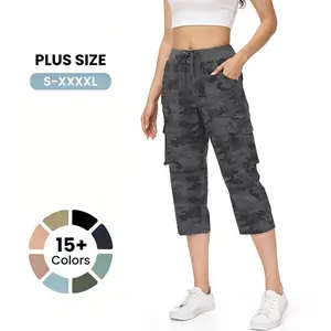 TBMPOY Women's Cargo Capri Pants Lightweight Quick Dry Hiking Capris 6 Pockets Outdoor Travel Summer Casual Cropped Camouflage Pants  #summervibes