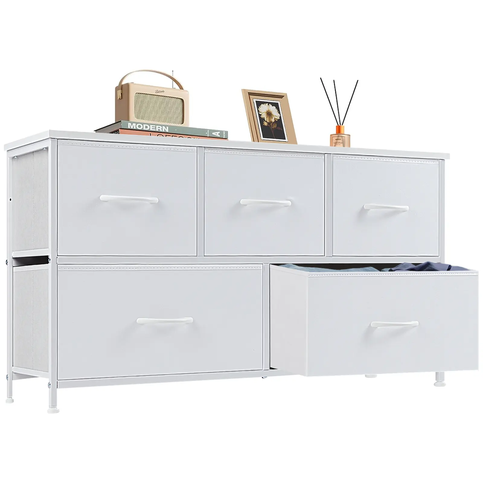 Cupboards Cabinets Dresser Fabric Storage Tower with 5 Drawers Bedroom Organizer Chest of Drawers with Fabric Bins for Bedroom Closet Entryway Large Storage Solid Stable Multifunctional Use Cupboards Cabinets Dresser Fabric Storage Tower with 5 Drawers Bedroom Organizer Chest of Drawers with Fabric Bins for Bedroom Closet Entryway Large Storage Solid Stable Multifunctional Use