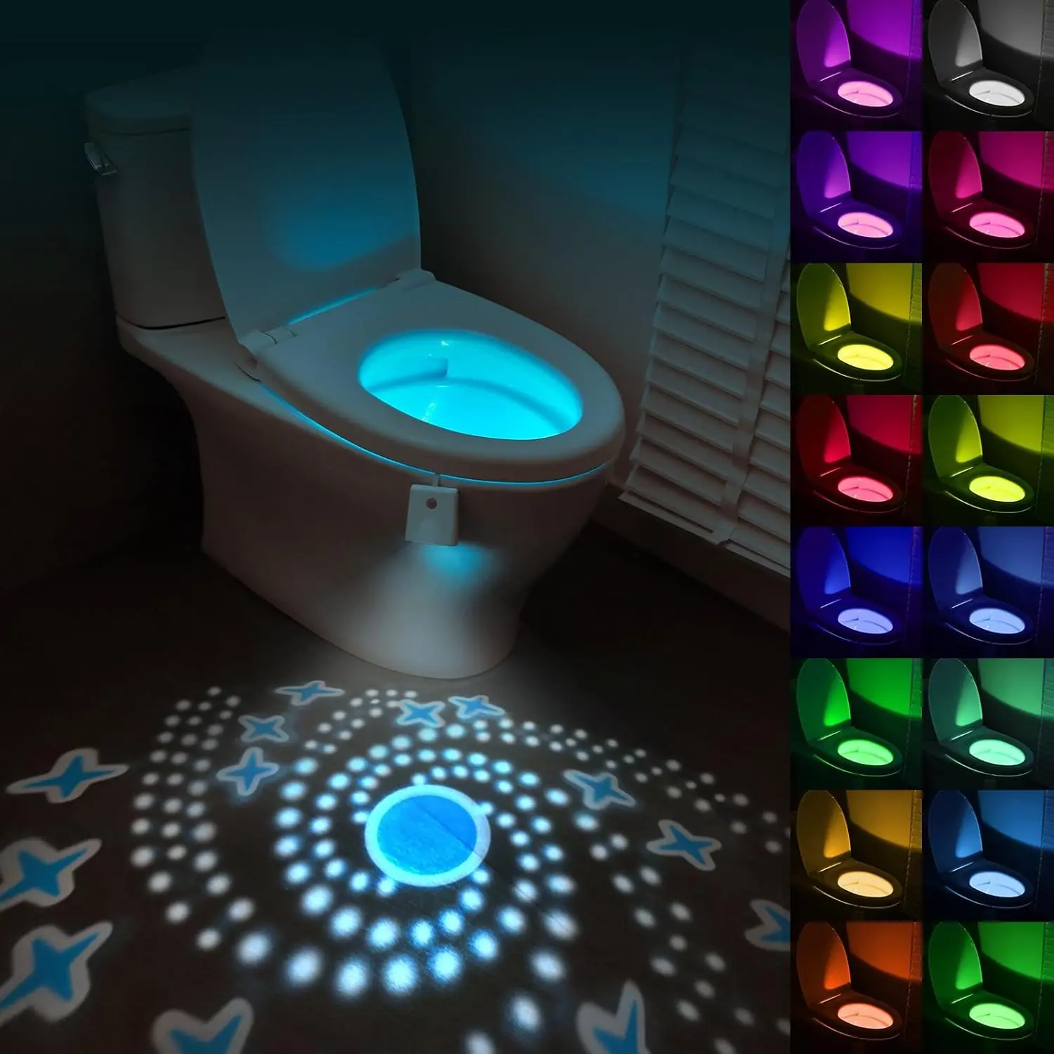 USB Rechargeable Motion Sensor Toilet Light RGB Atmosphere Lamp, 7 Color LED Adjustable Light Modes Night Light Wall Mount Decorative Lighting for Home Use Adjustable Indoor Lighting
