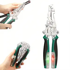 16-in-1 Professional Heavy Duty Wire Stripper with Voltage Tester & Hook Knife, Foldable Multi-Tool Perfect for Electricians, Industrial Work & Home DIY Repairs