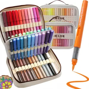 Acrylic Paint Marker Set, Acrylic Art Kit, 24/36/48/60/84 Colors Non-toxic Acrylic Pens with Portable Storage Bag, Art Supplies for Wood Fabric Rock Painting