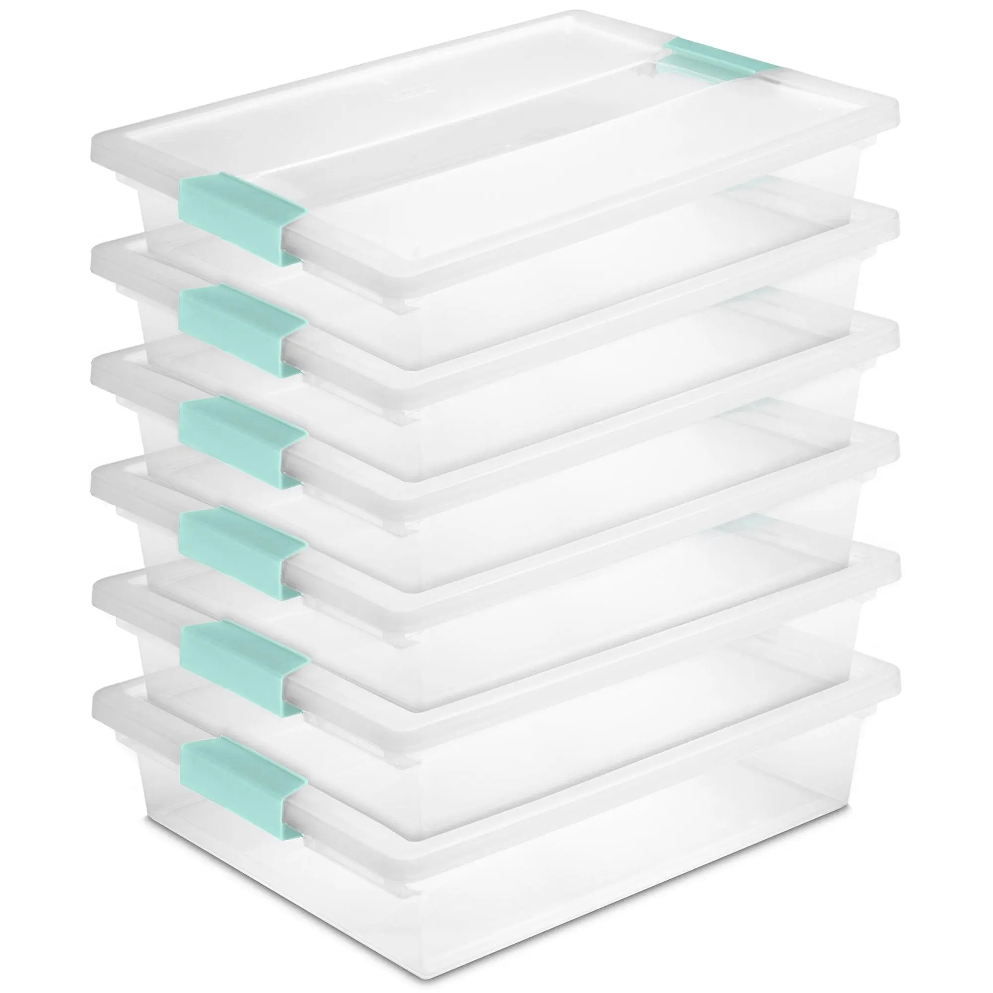 Sterilite 5.7 Qt. Large Plastic Stackable Storage Bin w/ Clear Latch Lid, 6 Pack Sterilite 5.7 Qt. Large Plastic Stackable Storage Bin w/ Clear Latch Lid, 6 Pack