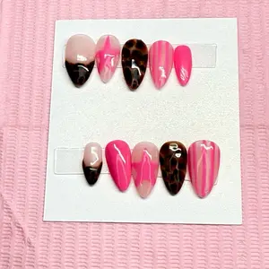 pink and leapord nails