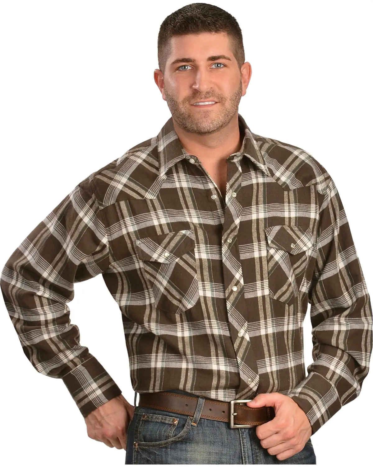 Wrangler Men's Men'S Assorted Plaid Print Long Sleeve Pearl Snap Flannel - 75098Aa