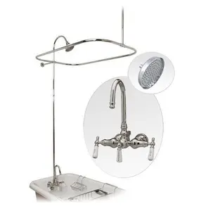 48 Inch Clawfoot Tub Shower Enclosure with Rain Shower Head in Chrome