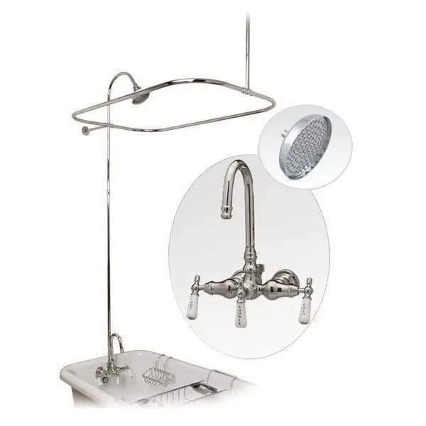 48 Inch Clawfoot Tub Shower Enclosure with Rain Shower Head in Chrome