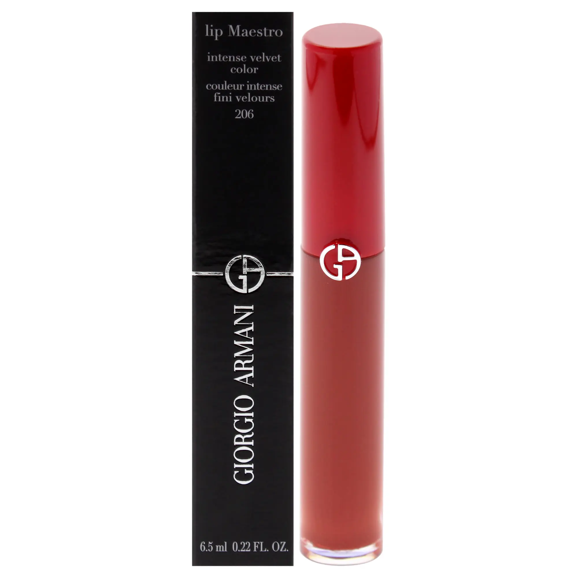 Giorgio Armani Lip Maestro Intense Velvet Color Makeup Lipstick - 206 Cedar, 0.22 fl oz, Rich Texture for Women Lips