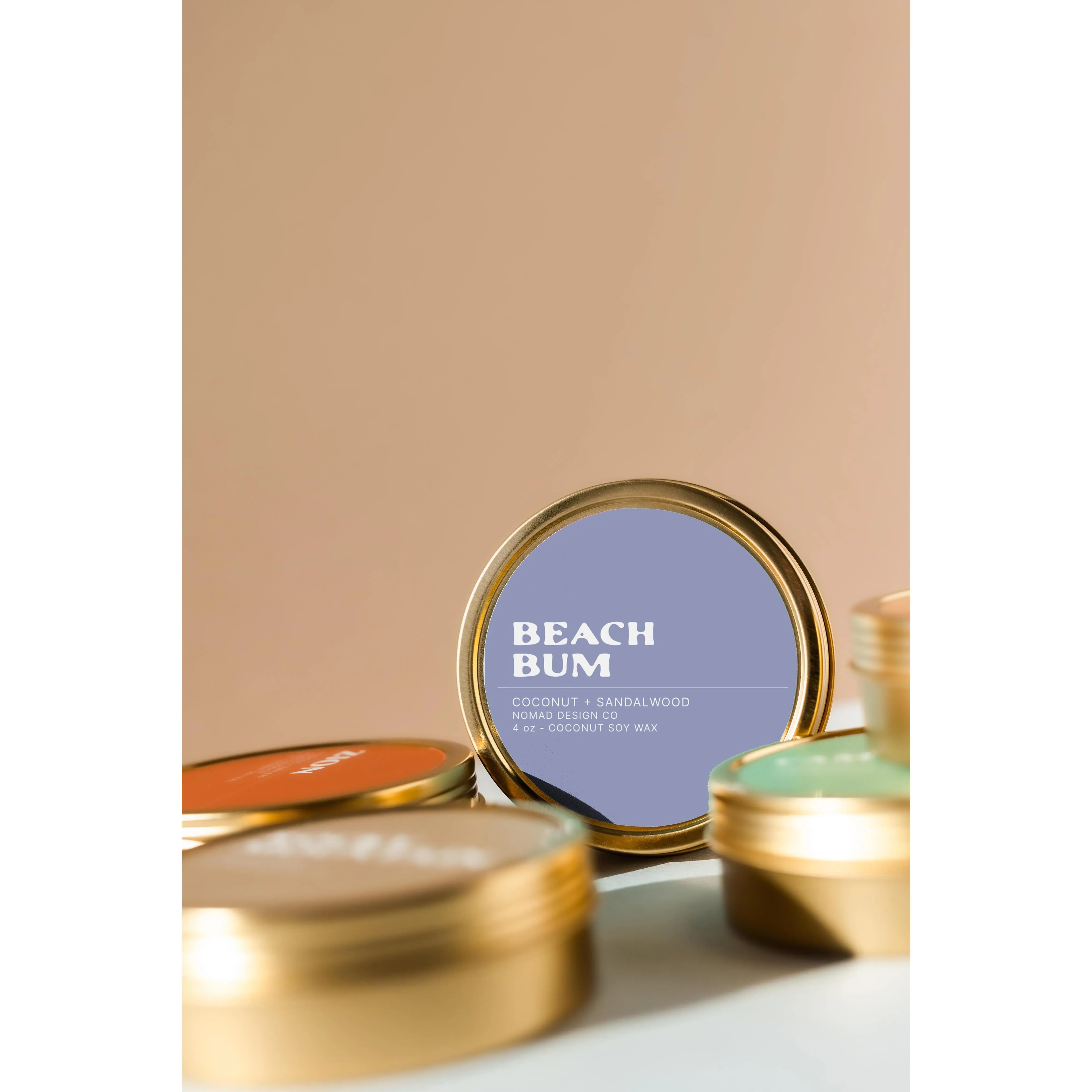 Beach Bum Travel Tin Candle 4oz | Sandalwood, Cedar, Coconut | Coconut Soy Wax
