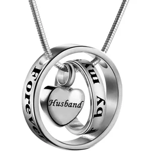 Cremation Jewelry No Longer By My Side, Forever In My Heart Carved Locket Memorial Necklace Keepsake Urn Pendant