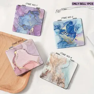 Mini mirror, graffiti design, easy to fold small mirror, mini handheld mirror, flip up style, square makeup mirror, suitable for daily use, festivals, birthdays, Mother's Day, couples, students, girlfriends, and friends' wedding gifts