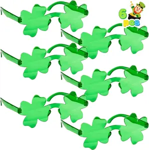6 Pairs St. Patricks Day Shamrock Sunglasses, Shamrock Glasses Clover Eyewear, St Patrick Accessory Party Favor Supply