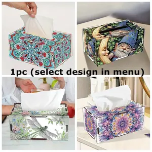 1pc DIY Diamond Art Wooden Tissue Boxes Kit, Tissue Storage Box, Crystal Rhinestone Diamond Painting Tissue Holder for Home Office Restaurant Decoration, Gifts for Friends and Family, Suitable for Birthday, Holiday Party