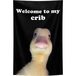 Welcome to My Crib Duck Flag Wall Art Hanging,For Decorate Clubs Concerts Bars University Dormitories Living Rooms Bedrooms Decor Tapestry