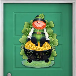 Designocracy 8457707H-MP 24 x 18 in. Lepricons Pot Full of Gold Holiday Wooden Wall Door Decor