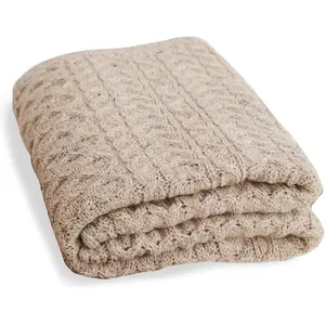 Irish  Blanket,  Worsted , Traditional  Knit Couch Throw,  Ireland, 36" x 60"