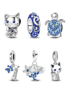 Cute Cat & Turtle & Starfish & Fishbone Design Charms, Fashionable DIY Jewelry Accessories for Women & Girls, Trendy All-match & Exquisite DIY Jewelry for Birthday Gift, Beads Charms Accessories
