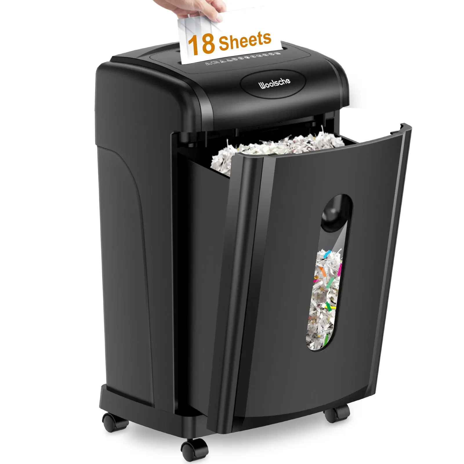 Woolsche Paper Shredder, 18-Sheet Cross Cut, 8 Gallon Pull Out Bin, P-4 Security Level, Shred Paper And Credit Card And Durable&Fast For Home Office