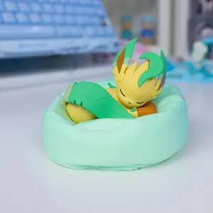 Authentic Pokémon Eevee Evolutions Sleeping Series Leafeon Figure Toy Box Cute Collectible