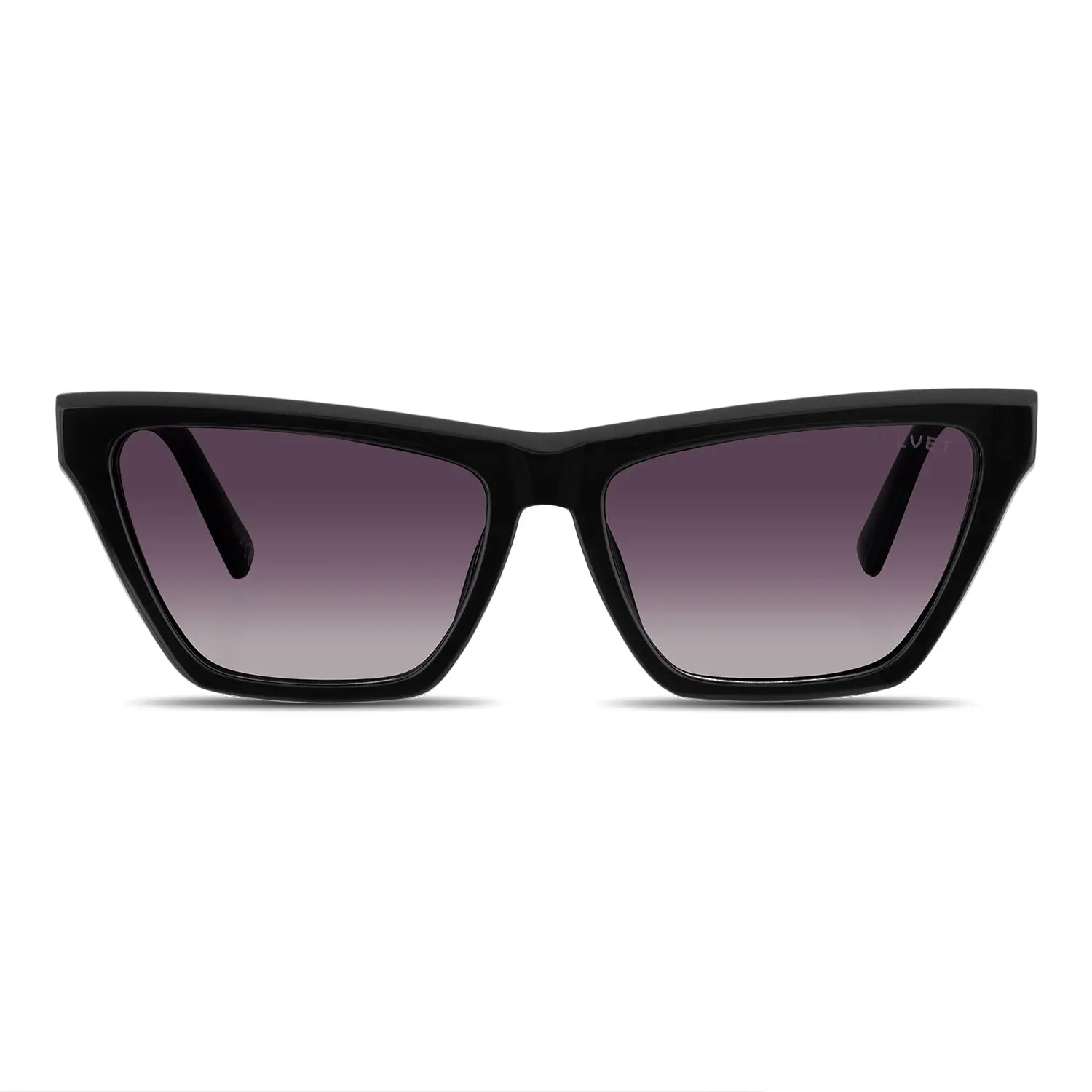 Velvet Eyewear Helen V766BK05 Cat Eye Sunglasses with Black Frame & Grey Fade Lenses 100% UV Protection