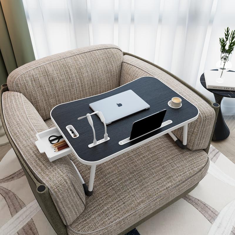Portable Laptop Bed Table With Cup Holder Multifunctional Tray Holder Tablet Card Slot Stable Foldable Durable For Eating Reading Writing On Bed Sofa Or Floor