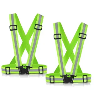 Reflective vest running equipment, 2-piece set of high visibility safety VES, suitable for cycling, jogging, running, and walking, adjustable for both boys and girlsRAIMENTRY