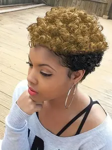 Human Hair Wig Women's Short Curly Hair Wig , Y2K Style Daily Casual Party Wig , Mature Bouncy Wig , 150% Density , 6 Inch Full Machine  Made Wig
