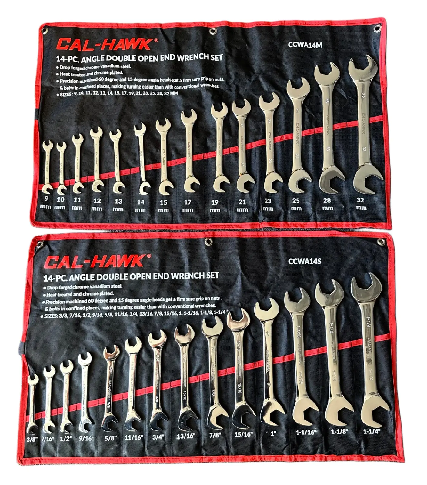 28-pc Combination Angle Double Open End Wrench Set SAE & METRIC