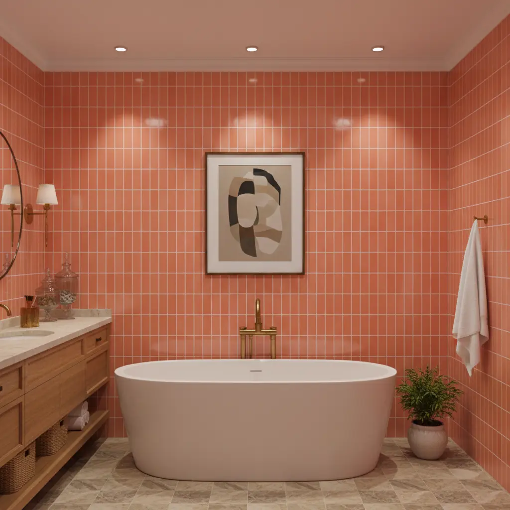 St Lucia Peach 2.5 x 5 Ceramic Tile Glossy Sample