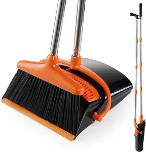 Broom and Dustpan Set for Home, Office, Indoor & Outdoor Sweeping, Stand Up Broom and Dustpan, Ideal for Cleaning