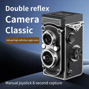 Retro Digital Camera, Portable Twin-Lens Vintage Camera, Autofocus FHD Point and Shoot Pocket Vlogging Retro Digital Cameras with Night Vision, 32 GB Card for Beginners Teens Boys Girls