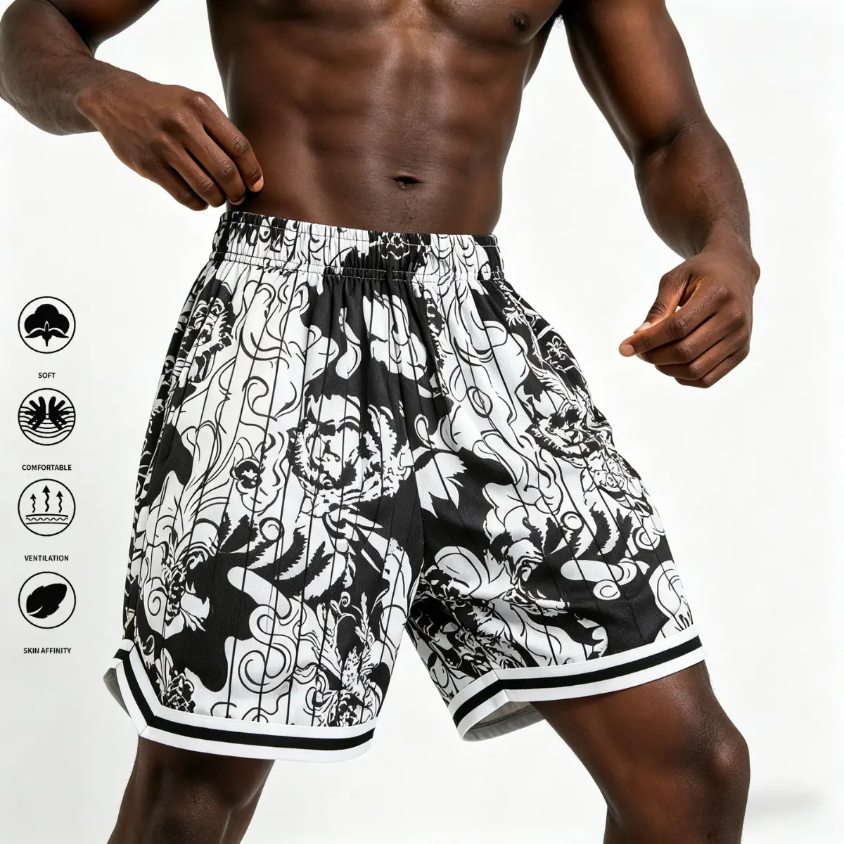 Men's Bermuda Shorts - Athleisure Street Style, Loose Sporty Fit, Dual-Sport Basketball, Versatile Athleisure Men's Bottoms, Athleisure Street Shorts, Loose Sporty Shorts