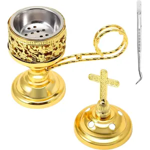 Incense Burner, Frankincense Charcoal Incense Stand, Bakhoor Incense Burner Holder, Ideal for Aromatherapy, Yoga and Spa, Home and Christian Church Censer