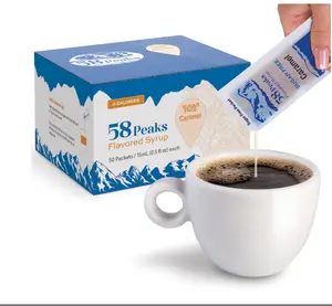 58Peaks Sugar-Free Caramel Syrup Sweetener Packets for Hot and Cold Drinks | To-Go Syrup Flavoring Perfect for Coffee, Tea, Milkshakes and More | Flavored Coffee Syrups for Travel | 15mL | 50-Pack