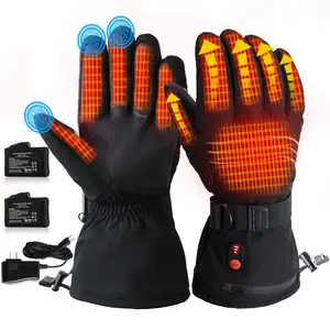 Heated Gloves for Men Women - 7.4V 3200 mAh Battery Rechargeable Electric Heated Gloves Touchscreen Waterproof Hand Warmer Gloves for Winter Hiking Ski Riding Cycling