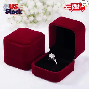 2 Pack Velvet Ring Boxes, Earring Pendant Jewelry Case
