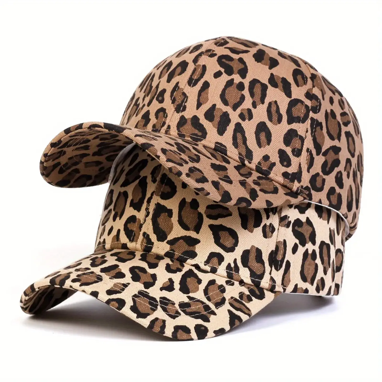 Unisex Adjustable Leopard Print Baseball Cap - Outdoor Sport Sunscreen Hat for Spring, Autumn Travel & Beach Leisure Headwear, Animal Print Hats, Leopard Logo Hats