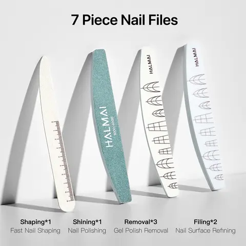 HALMAI Professional Nail File & Buffer Kit | Reusable Double-Sided 100/180 Grit Emery Boards for Natural & Acrylic Nails, Home & Salon Use