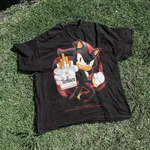 Shadow 'Marlboro Power' T-Shirt, Shadow the Hedgehog Graphic Tees, Game Shirt, Unisex Tshirt, Gifts Shirt, Menswear Womenswear Streetwear, Aesthetic, Heavyweight Cotton Comfort Top Regular Fit Y2k Affliction Clothes
