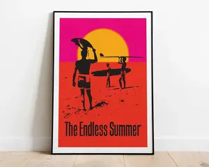 Endless Summer Inspired Surf Poster, Retro Beach Wall Art, Classic Surf Film Print, Vintage Ocean Poster, Coastal Home Decor