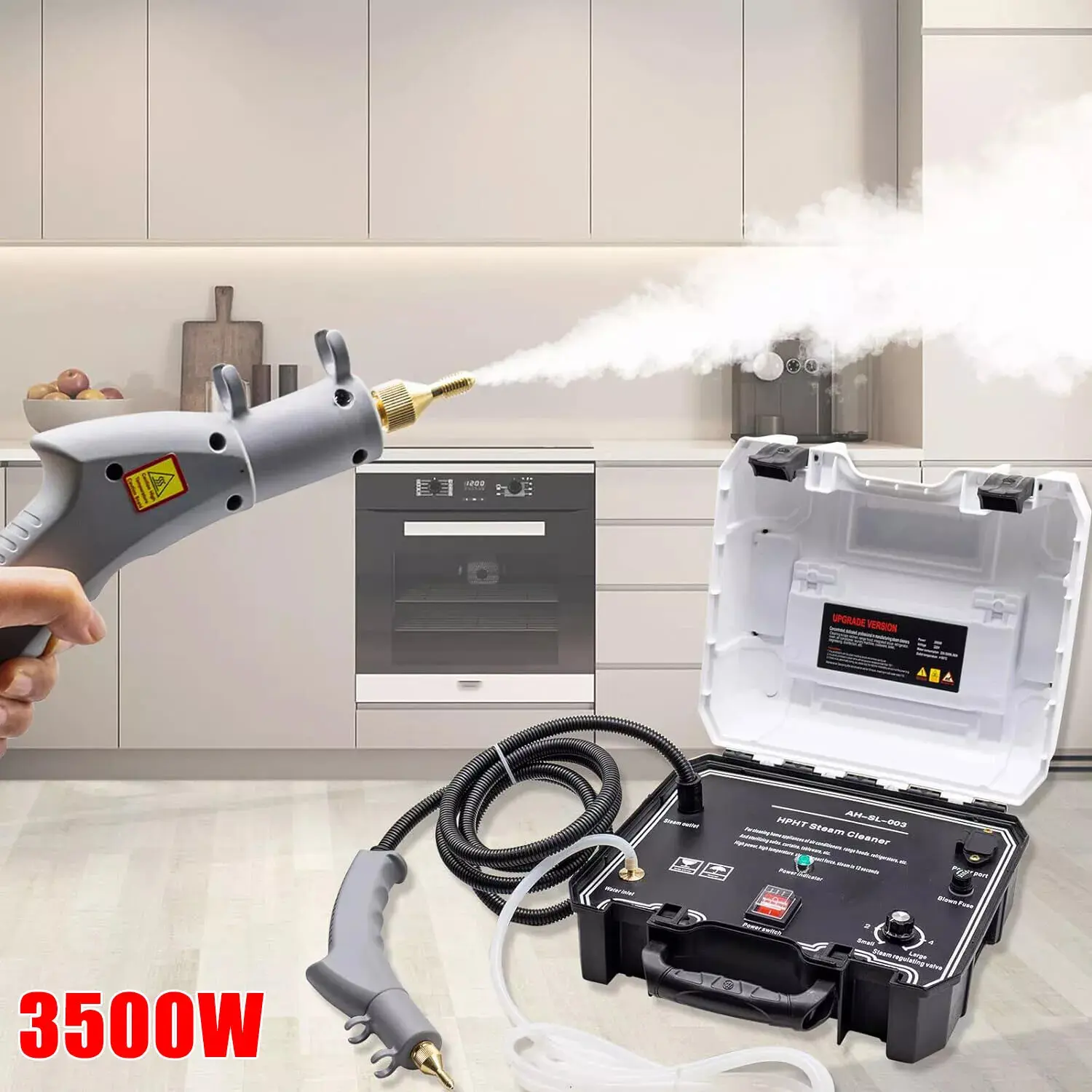 3500W Corded Compact High-Pressure Cleaner - Handheld Home Cleaning Machine with Accessories, Reliable After-Sales Service, for Kitchen, Windows & Car Detailing, Steam Cleaner Accessories