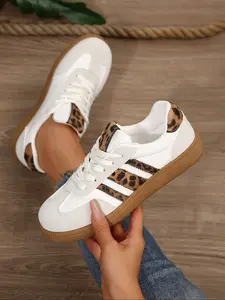 Women's Fashion Casual Sneakers, Trendy Walking Sneakers, Leopard Print Versatile Low-Top Shoes, Stylish Outdoor Sports Footwear, Comfortable All-Season Wear