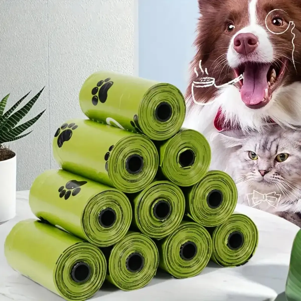 Dog Poop Bags, Biodegradable, Pet Poop Bags, Suitable for Dog Walks, Compostable Poop Bag Rolls.