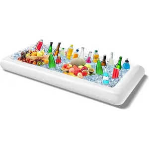 Inflatable Ice Serving Buffet Bar with Drain Plug - BBQ Picnic Pool Party Supplies Buffet Salad Food & Drinks Tray for Party Picnic & Camping (Pack of 1, 53 x 25.6 inches)
