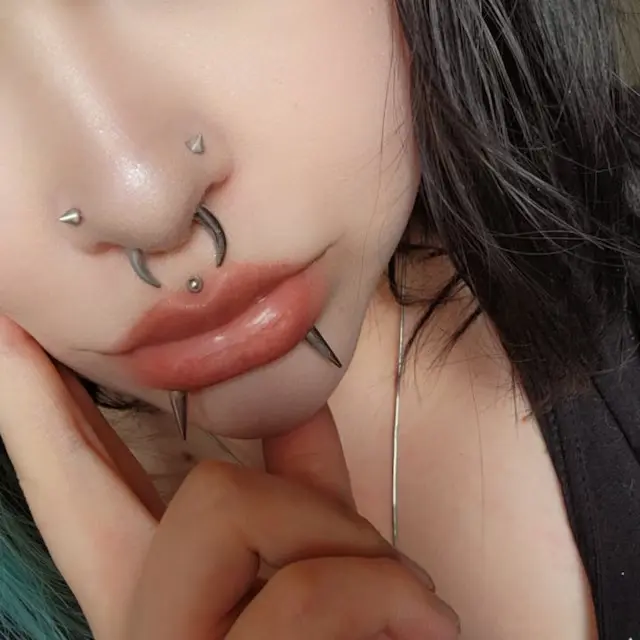 Long Extreme Spike 12mm Length Cartilage Labret Lip Flatback Surgical Steel Barbell Piercing 16G (1.2mm) 14G (1.6mm)