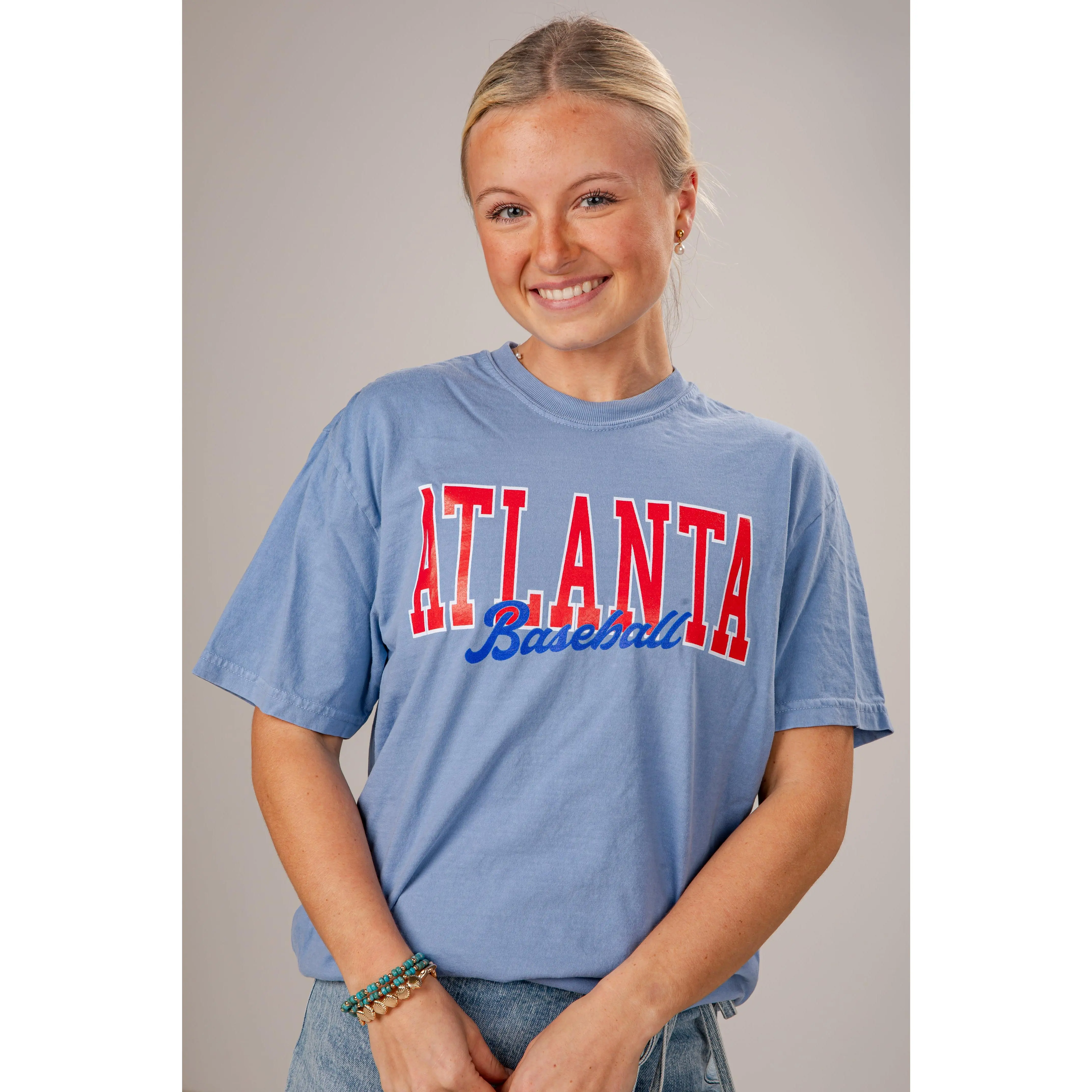 Atlanta Baseball Light Blue Block Letter Tee