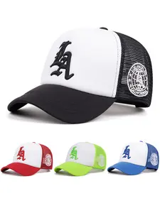 2025 Personalized Creative New Mesh Hat LA Side Earth Embroidery Street Dance Hip Hop Hat Outdoor Cycling Fishing Sunshade Hat Daily Wear Decoration Adjustable Baseball Hat Male and Female Trucker Cap