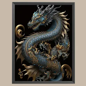 Dragon Pattern DIY Diamond Arts Colorful Painting Kit without Frame, DIY 5D Diamond Arts Colorful Painting Kit, Wall Art Decor for Home Living Room Bedroom