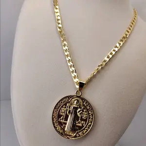 44 - 14K Gold laminate San Benito Medall & Chain