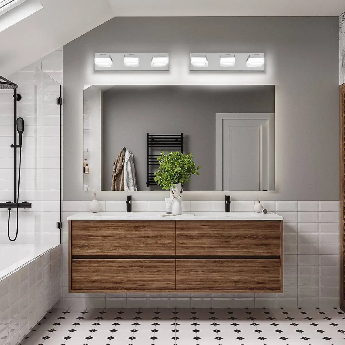 Modern Chrome LED Vanity Light, 3-Lights Wall Sconce for Bathroom and Mior, Sleek Minimalist Design, Energy-Efficient, Easy to Install